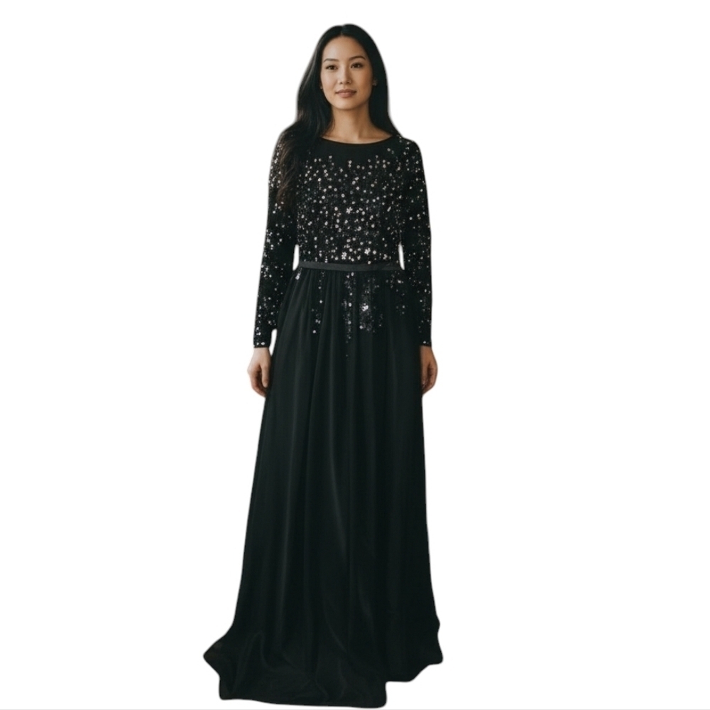 Sherri Hill Black Evening Gown With Beading - Picture 1 of 3